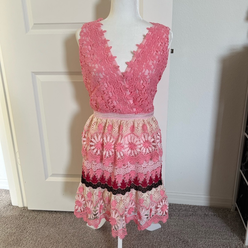 Final Price!!! EUC Self Portrait Pink Lace Dress Size 6 - Picture 3 of 12